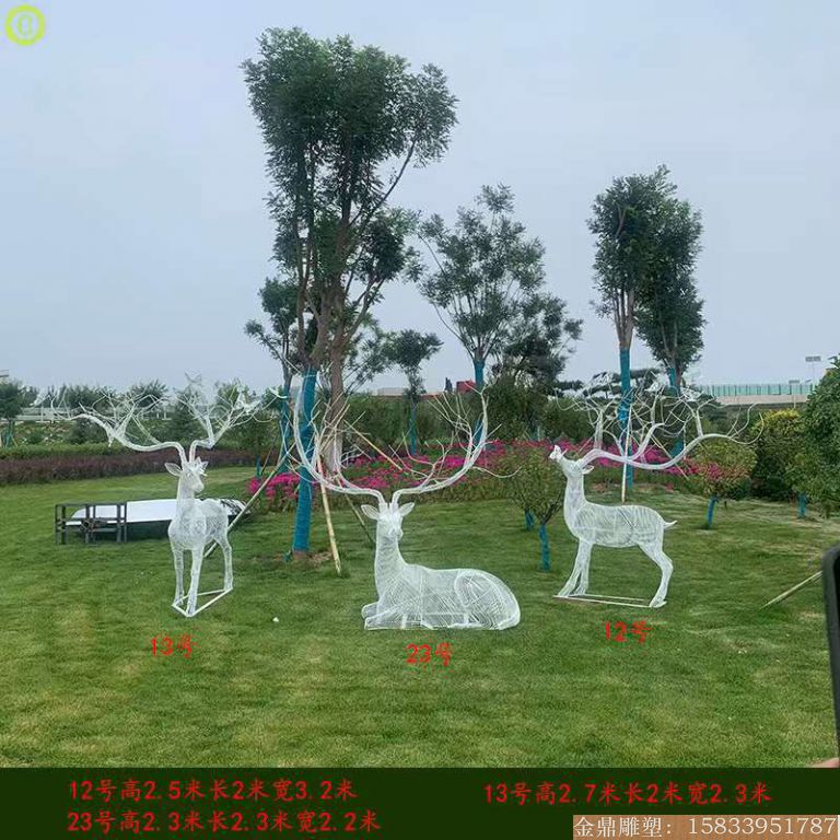 不锈钢镂空鹿雕塑 景观鹿雕塑8