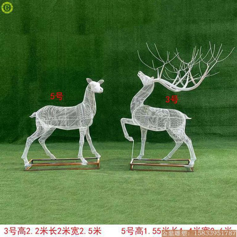 不锈钢镂空鹿雕塑 景观鹿雕塑4