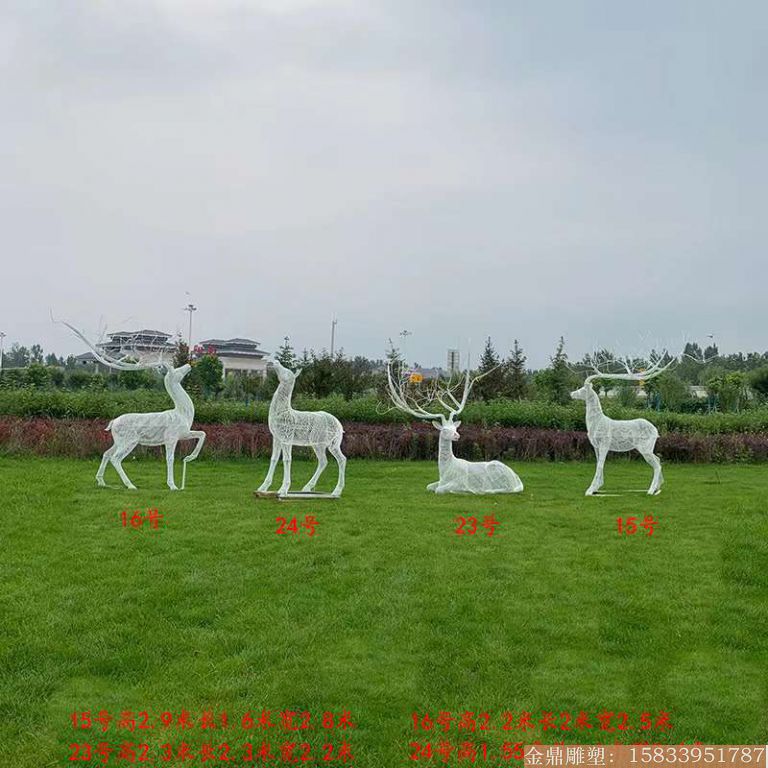 不锈钢镂空鹿雕塑 景观鹿雕塑7