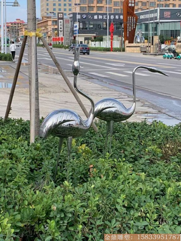 不锈钢仙鹤雕塑 公园动物雕塑1
