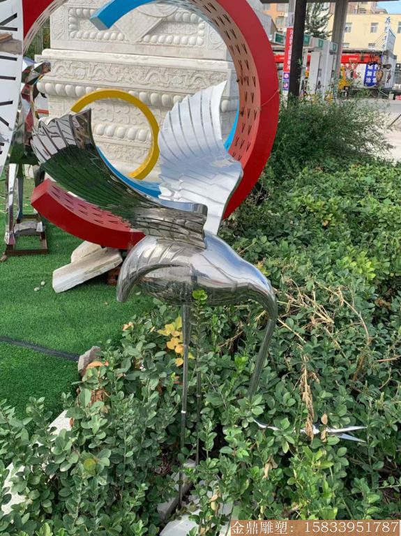不锈钢仙鹤雕塑 公园动物雕塑 厂家定制