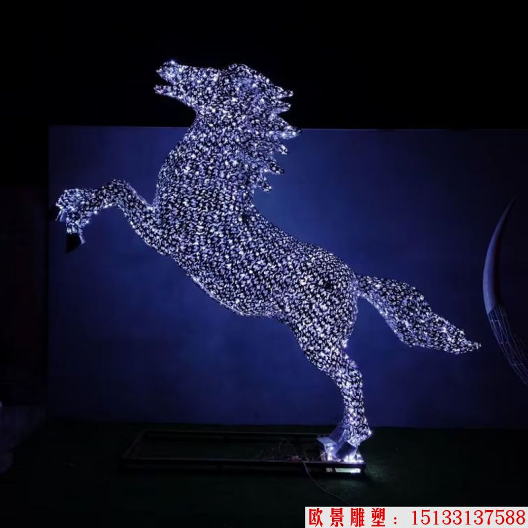 来图定制不锈钢大型镂空马雕塑 动物马雕塑厂家