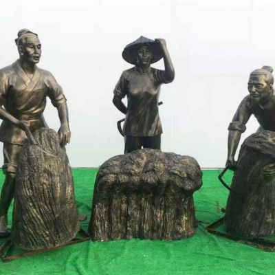 玻璃钢秋收人物雕塑 农业文化雕塑厂家